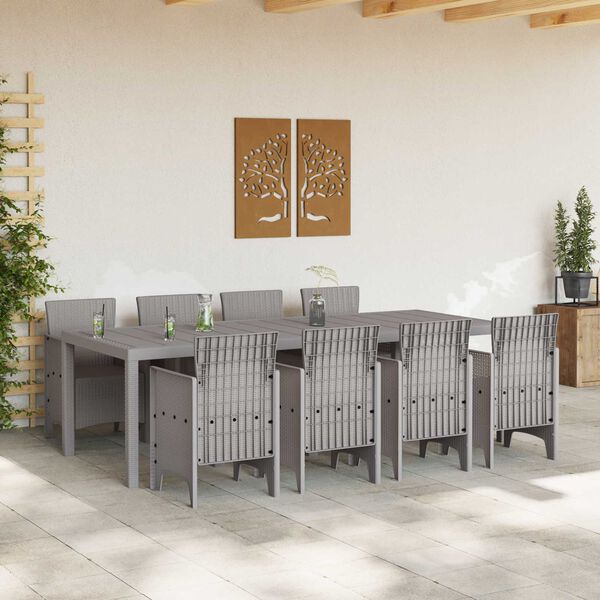 vidaXL Conjunto de Comedor de Jard&iacute;n 9 pcs Blanco Polipropileno