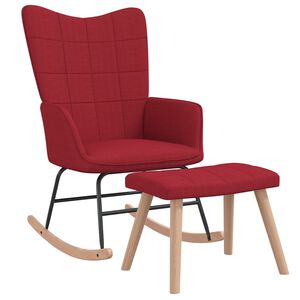 vidaXL Silla mecedora con reposapi&eacute;s tela rojo tinto