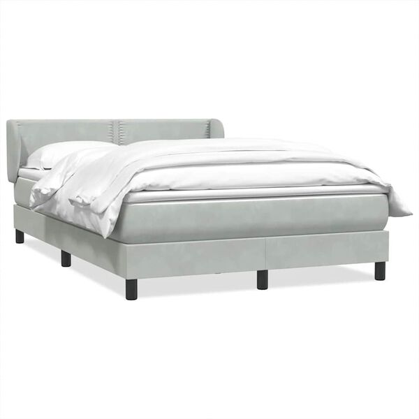vidaXL Cama box spring con colchón terciopelo gris claro 140x210 cm