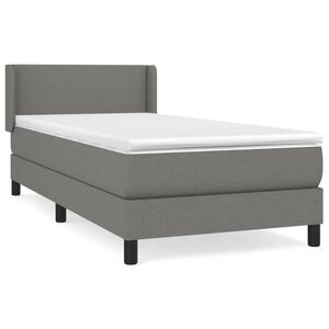 vidaXL Cama box spring con colch&oacute;n tela gris oscuro 80x200 cm