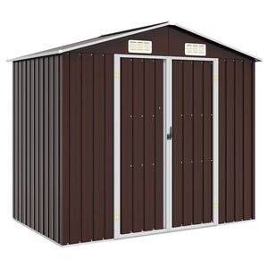 vidaXL Cobertizo de jard&iacute;n acero galvanizado marr&oacute;n 205x129x183 cm