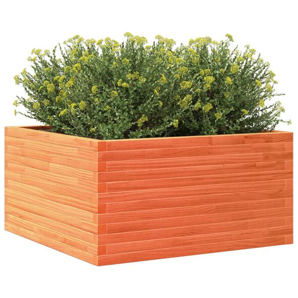 vidaXL Jardinera de madera maciza pino marr&oacute;n cera 90x90x46 cm
