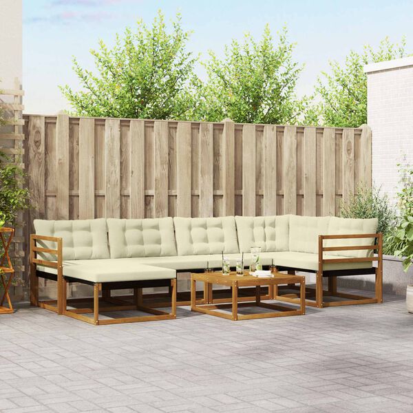 vidaXL Conjunto de sof&aacute;s de exterior con coj&iacute;n 19 pcs Natural y Crema