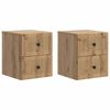 vidaXL Mesita de Noche de Pared con caj&oacute;n 2 pcs Roble Artesanal