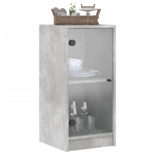 vidaXL Armario auxiliar puertas de vidrio gris hormig&oacute;n 35x37x75,5 cm
