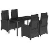 vidaXL Set de muebles jard&iacute;n 5 pzas con cojines rat&aacute;n sint&eacute;tico negro