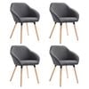 vidaXL Sillas de comedor giratorias 4 unidades tela gris oscuro