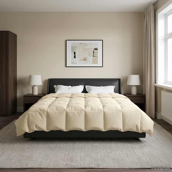 vidaXL Edred&oacute;n de Invierno Acolchado Crema 220 x 240 cm Microfibra