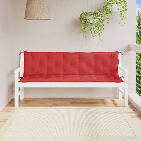 vidaXL Cojines de banco de jard&iacute;n 2 uds tela Oxford rojo 180x50x7 cm