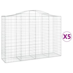 vidaXL Cestas gaviones 5 uds forma de arco hierro 200x50x140/160 cm