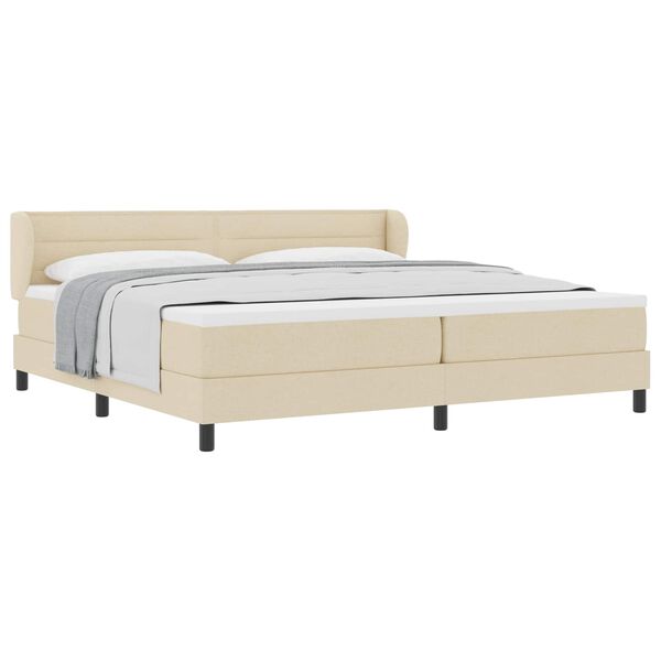 vidaXL Cama tipo Box Spring con colch&oacute;n Crema 200 x 200 cm tela