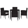 vidaXL Conjunto de Comedor de Jard&iacute;n 5 pcs Negro rat&aacute;n sint&eacute;tico