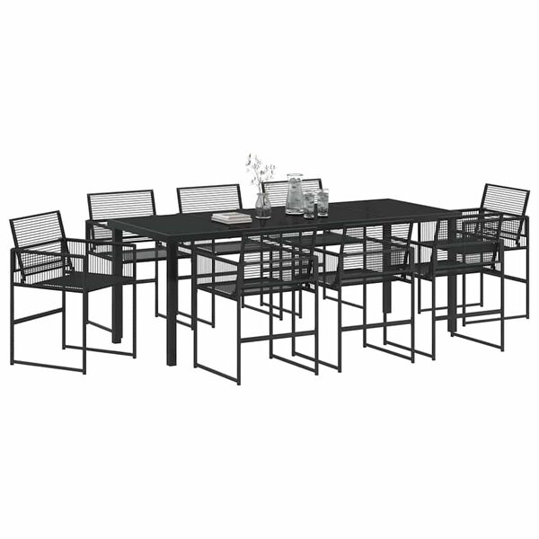 vidaXL Conjunto de Comedor de Jard&iacute;n 9 pcs Negro