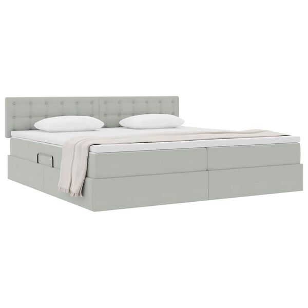 vidaXL Cama con almacenamiento Gris Claro 200 x 200 cm Terciopelo