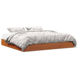 vidaXL Cama sin colch&oacute;n madera maciza de pino marr&oacute;n cera 200x200 cm