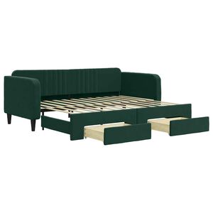 vidaXL Sof&aacute; cama nido con cajones terciopelo verde oscuro 90x200 cm