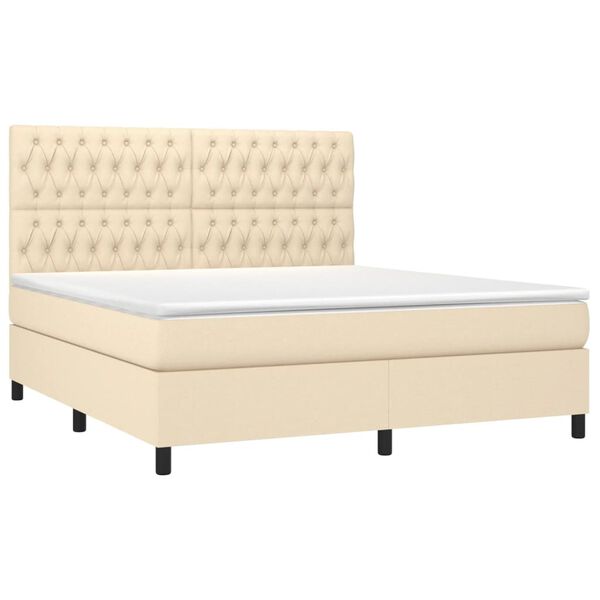 vidaXL Cama box spring con colch&oacute;n tela color crema 180x200 cm