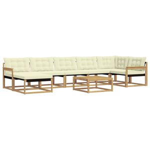 vidaXL Conjunto de sof&aacute;s de exterior 8 uds. Blanco y Crema
