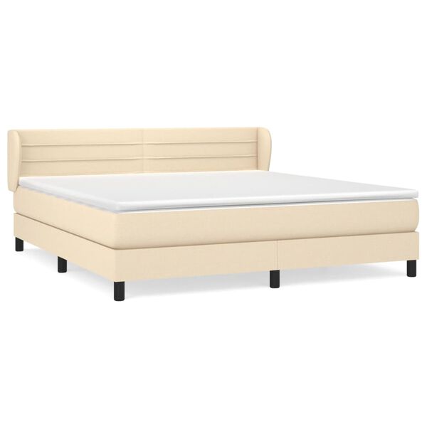 vidaXL Cama box spring con colch&oacute;n tela color crema 180x200 cm