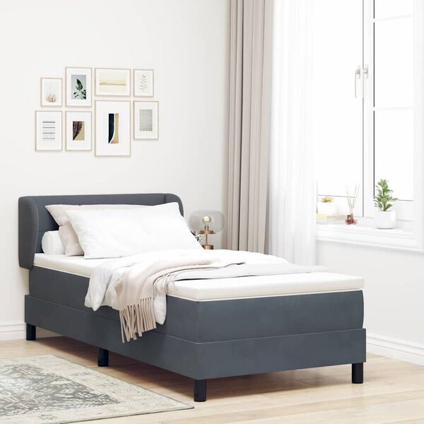 vidaXL Cama tipo Box Spring Gris oscuro 90 x 190 cm Terciopelo