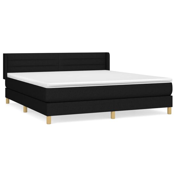 vidaXL Cama box spring con colch&oacute;n tela negro 160x200 cm
