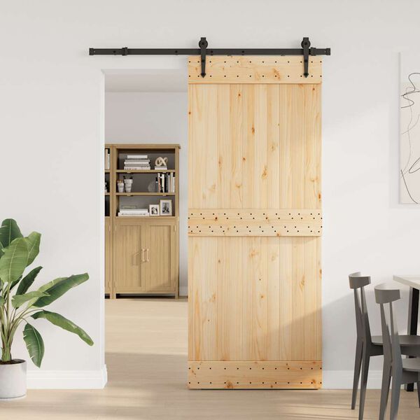 vidaXL Puerta corredera con herrajes madera maciza de pino 85x210 cm