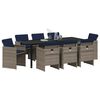 vidaXL Conjunto de Comedor de Jard&iacute;n 9 pcs Gris rat&aacute;n sint&eacute;tico