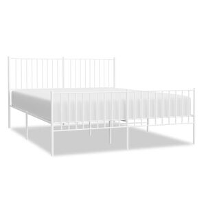 vidaXL Estructura cama sin colch&oacute;n con estribo metal blanco 160x200 cm