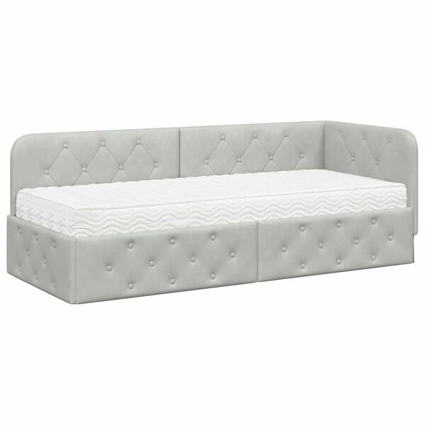 vidaXL Estructura de cama en esquina Gris Claro 80 x 200 cm Terciopelo