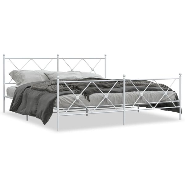 vidaXL Estructura cama sin colchón con estribo metal blanco 180x200 cm