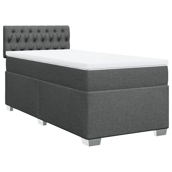 vidaXL Cama box spring con colch&oacute;n tela gris oscuro 80x200 cm