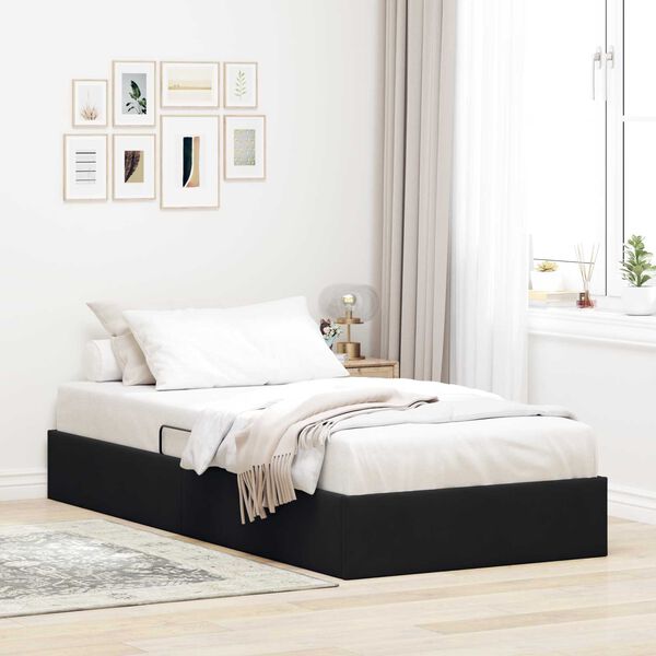 vidaXL Cama con almacenamiento Negro 90 x 190 cm Terciopelo