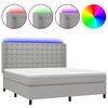 vidaXL Cama box spring colch&oacute;n y luces LED tela gris claro 180x200 cm
