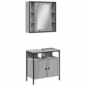 vidaXL Set de muebles de ba&ntilde;o 2 pzas madera contrachapada gris sonoma