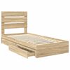 vidaXL Cama con almacenamiento con cabecera Roble Sonoma 90 x 200 cm