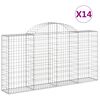 vidaXL Cestas gaviones 14 uds forma de arco hierro 200x30x100/120 cm