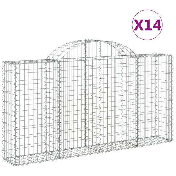 vidaXL Cestas gaviones 14 uds forma de arco hierro 200x30x100/120 cm