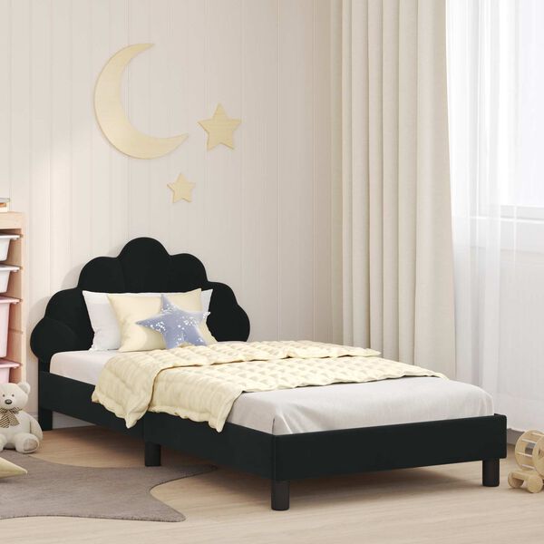 vidaXL Cama para niños con cabecero Negro 90 x 200 cm Terciopelo