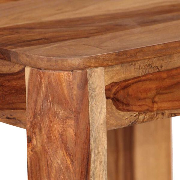 vidaXL Mesa y taburetes 3 pzas madera maciza acacia cuero aut&eacute;ntico
