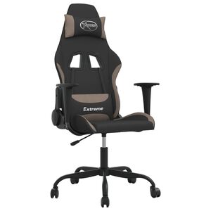 vidaXL Silla gaming de masaje tela crema y gris taup&eacute;