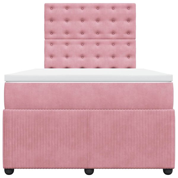 vidaXL Cama box spring con colch&oacute;n terciopelo rosa 120x200 cm