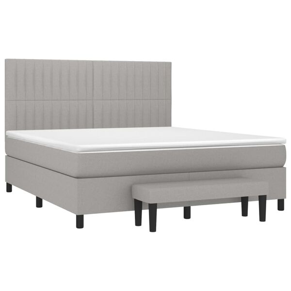 vidaXL Cama box spring con colch&oacute;n tela gris claro 180x200 cm