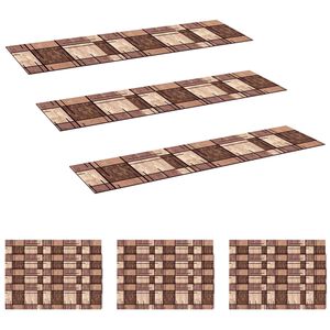 vidaXL Alfombrillas para escaleras 15 uds. 76 x 20 cm Marr&oacute;n Poli&eacute;ster