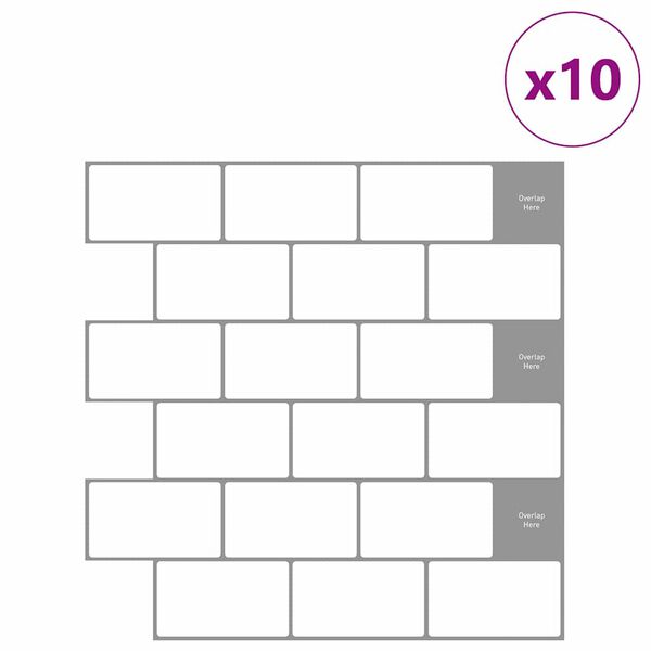 vidaXL Azulejo de metro 10 pcs Gris 30,5 x 30,5 cm Poliuretano y PET