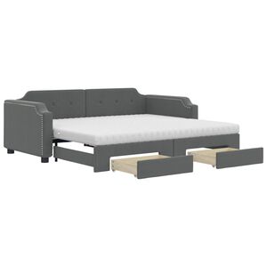 vidaXL Sof&aacute; cama nido con cajones tela gris oscuro 80x200 cm