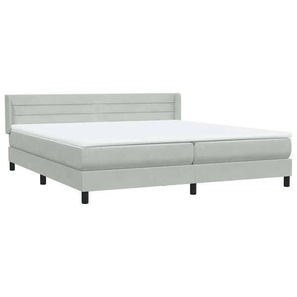 vidaXL Cama box spring con colch&oacute;n terciopelo gris claro 200x210 cm