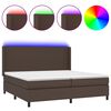 vidaXL Cama box spring colch&oacute;n y LED cuero sint&eacute;tico marr&oacute;n 200x200 cm