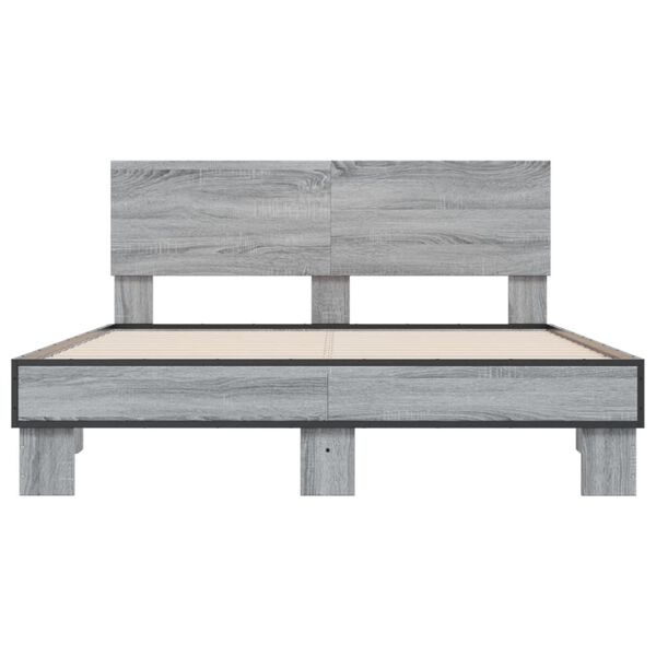 vidaXL Estructura cama madera ingenier&iacute;a metal gris Sonoma 120x200 cm