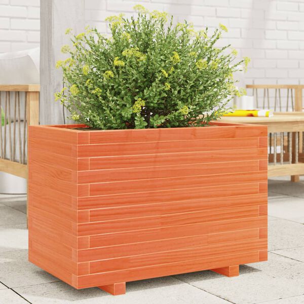 vidaXL Jardinera madera maciza de pino marr&oacute;n cera 70x40x49,5 cm