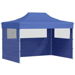 vidaXL Carpa plegable profesional con 3 paredes acero azul 3x4 m